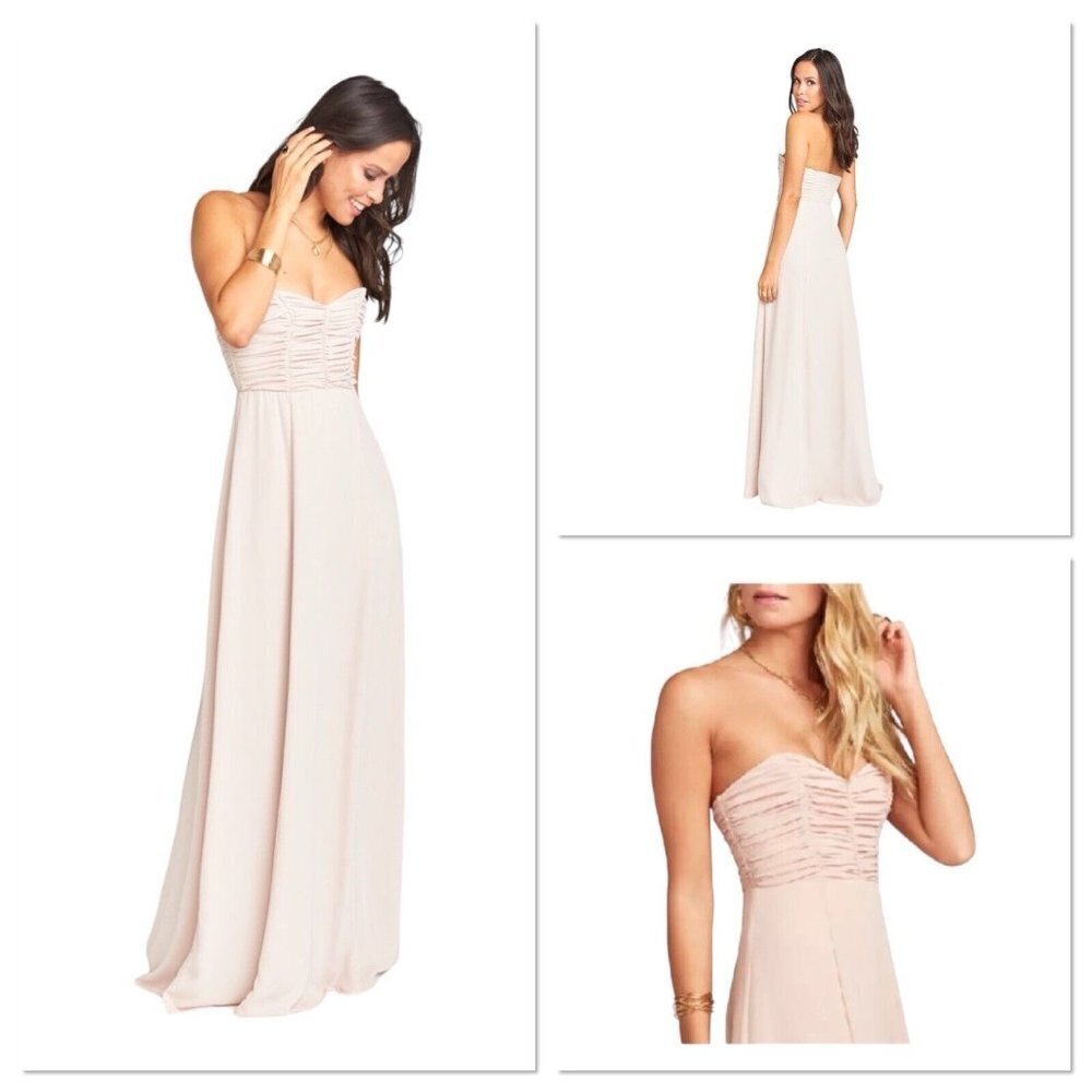 SHOW ME YOUR MUMU Dress Women Size XS BONBON STRAPLESS Maxi Flowy Blush Pink New